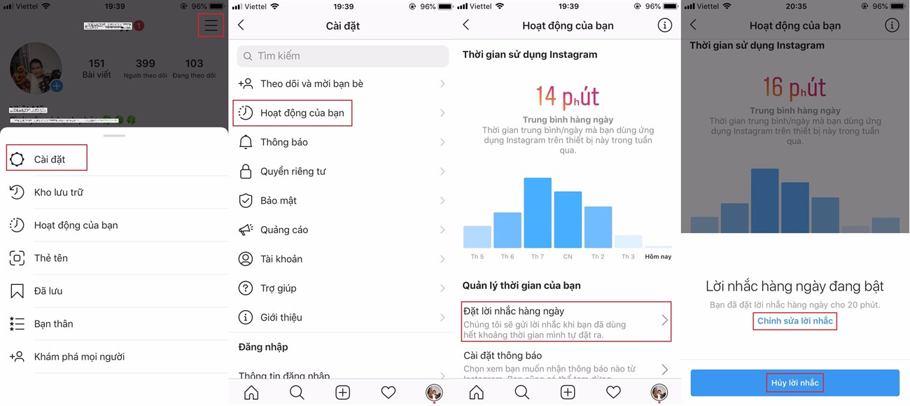Hướng dẫn cách theo dõi và tạo giới hạn thời gian dùng trên Instagram > Hướng dẫn cách xóa giới hạn thời gian dùng trên Instagram