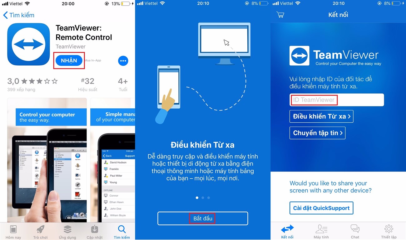 Hướng dẫn chi tiết cách chia sẻ màn hình iPhone, iPad qua TeamViewer > Hướng dẫn tải và cài đặt TeamViewer trên iPhone/iPad