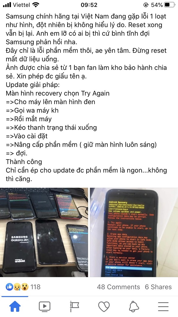 Nhiều mẫu smartphone Samsung bất ngờ gặp lỗi treo recovery hàng loạt, nhiều người đang than phiền và chia sẻ cách fix