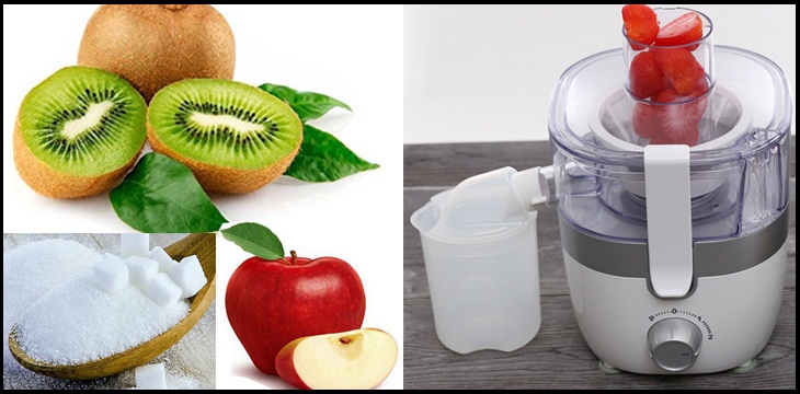 Chuẩn bị nguyên liệu và dụng cụ làm nước ép kiwi táo