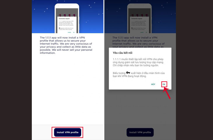 Bạn bấm vào Install VPN Profile >> OK