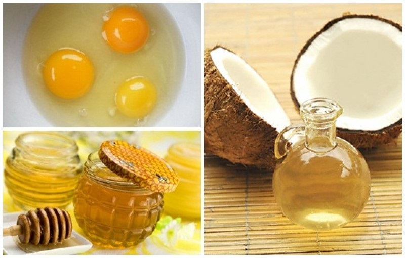 dầu dừa kết hợp với lòng trắng trứng gà và mật ong