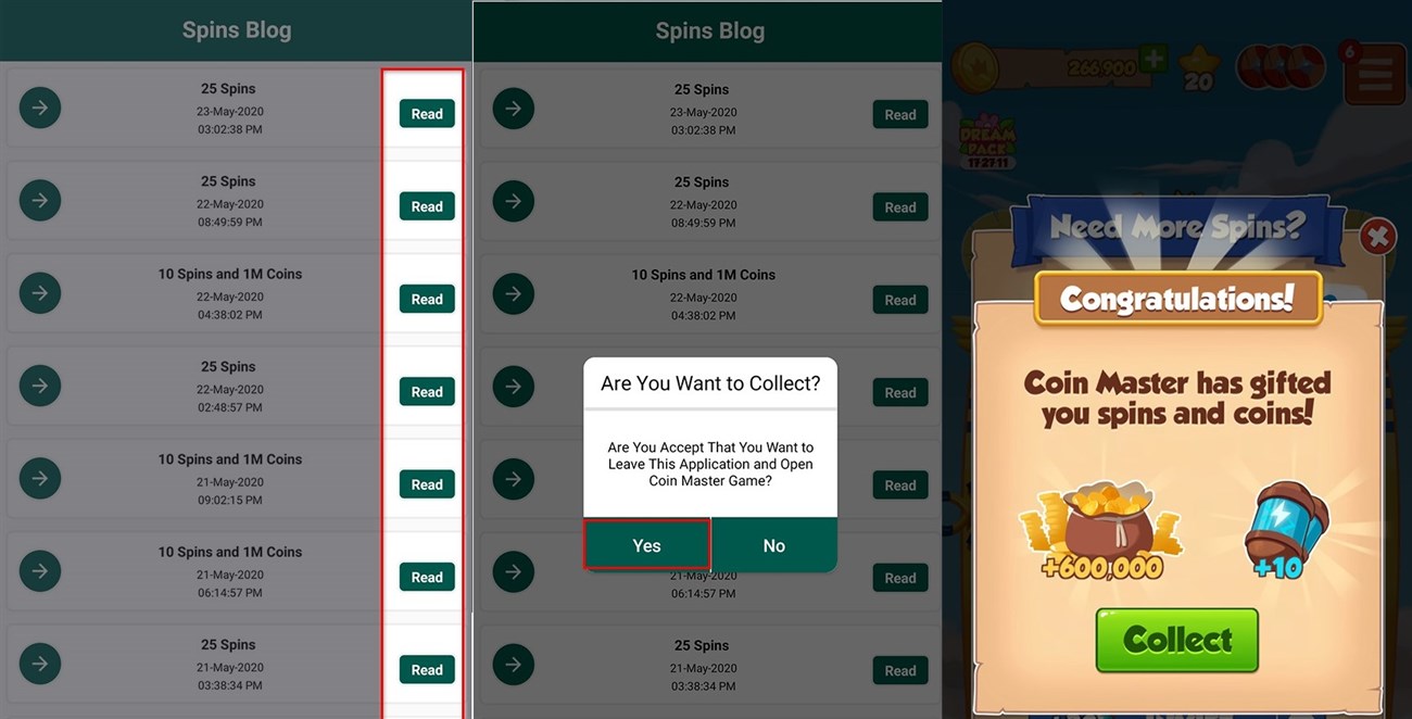 Cách nhận hàng trăm lượt Spin miễn phí trong Coin Master hàng ngày > Nhận qua app nhận thưởng