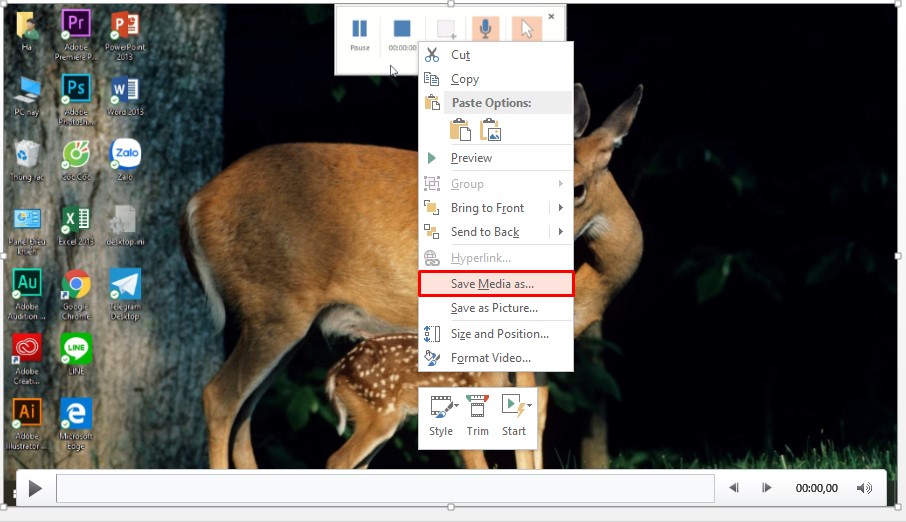 Hướng dẫn chụp ảnh, quay phim màn hình với phần mềm PowerPoint > Lưu tệp