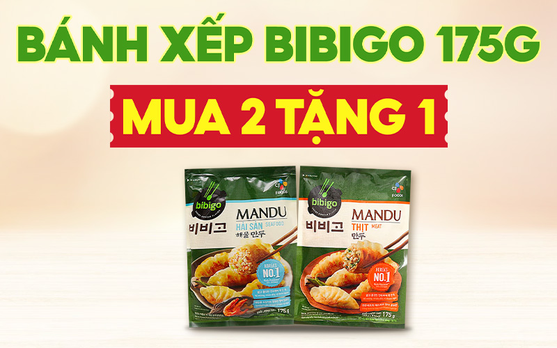 Mua 2 tặng 1 áp dụng cho các sản phẩm bánh xếp Bibigo