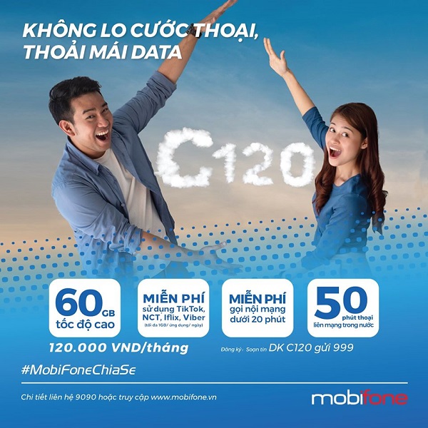 Quá hấp dẫn: Tặng 6 tháng sử dụng data miễn phí khi đăng ký gói cước C120 của MobiFone