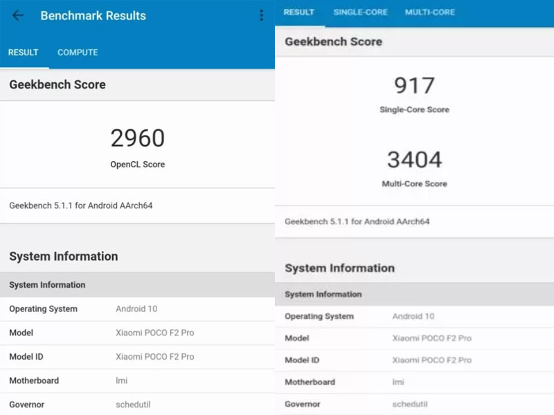 poco f2 pro geekbench