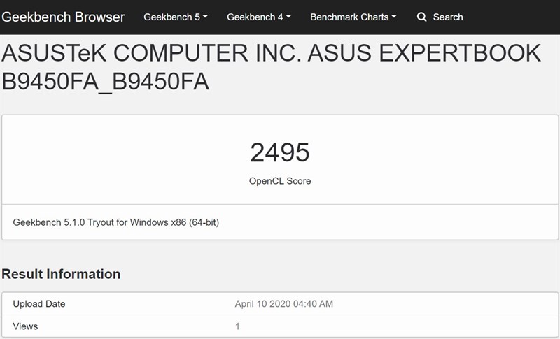 ASUS ExpertBook B9450FA performance score