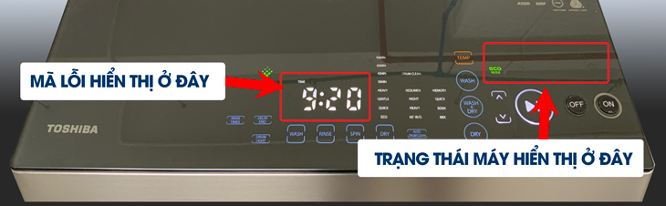 Nơi hiển thị mã lỗi trên máy giặt