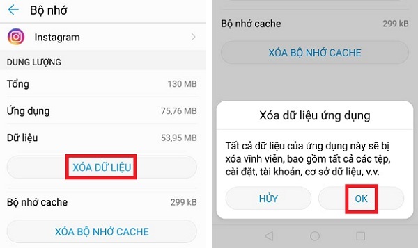 Không đăng được Story lên Instagram, nguyên nhân và cách khắc phục > Xóa dữ liệu Instagram