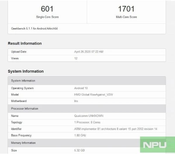 Nokia 8.3 5G sắp lên kệ thật rồi, phiên bản dành cho nhà mạng Verizon đã có mặt trên Geekbench