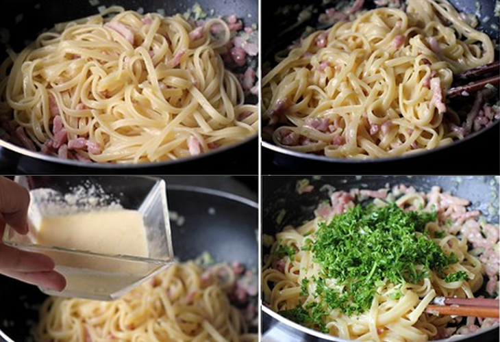 Bước 3 Xào mì Ý Mì Ý Carbonara