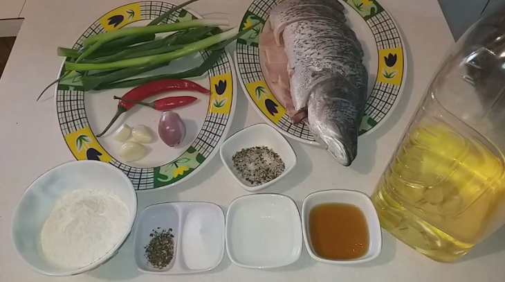 Nguyên liệu món ăn cá chẽm chiên nước mắm