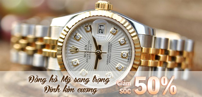 Sắm đồng hồ Mỹ xịn xò, đính kim cương sang trọng, giảm cực sốc 50%
