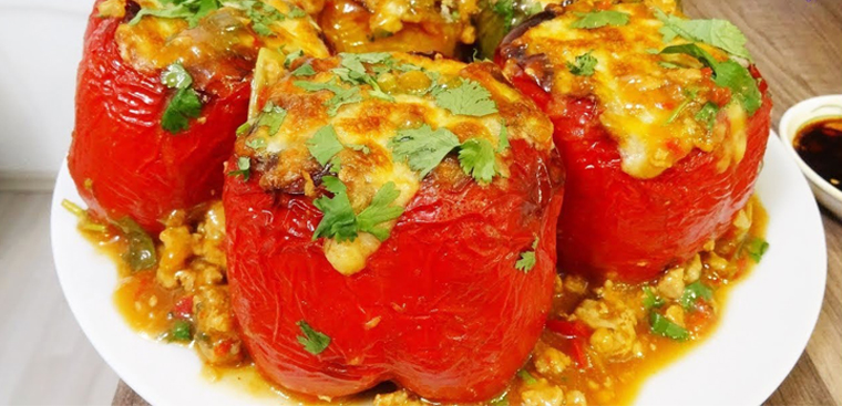 Ớtt nhồi thịt phô mai nướng