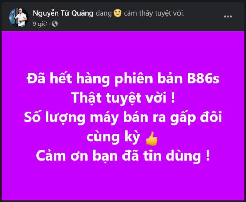 CEO Nguyễn Tử Quảng chia sẻ Bphone B86s đã cháy hàng