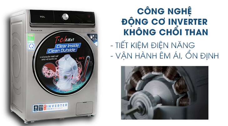 Inverter không chồi than Đánh giá chi tiết máy giặt TCL King Series TWF90-K14508DC04 > Inverter không chồi than
