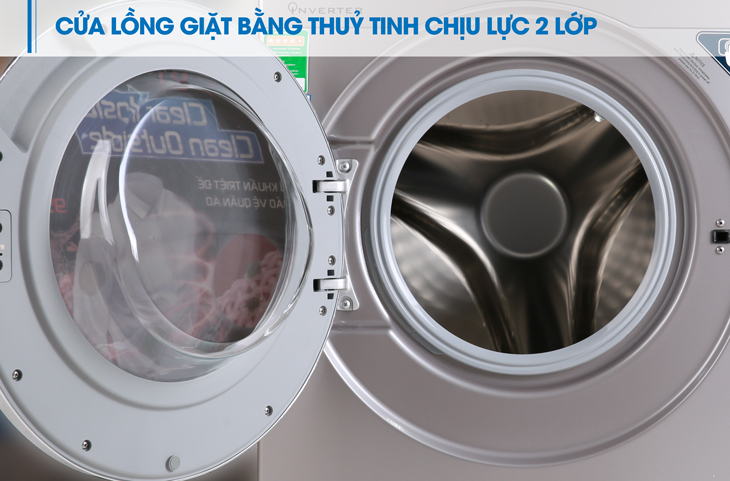 Cửa lồng giặt Đánh giá chi tiết máy giặt TCL King Series TWF90-K14508DC04 > Cửa lồng giặt