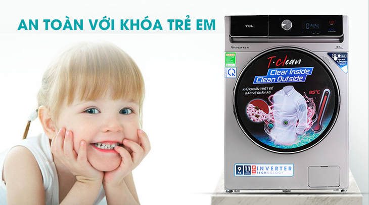 Khoá trẻ em Đánh giá chi tiết máy giặt TCL King Series TWF90-K14508DC04 > Khoá trẻ em