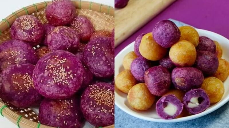 How to make crispy purple sweet potato cake, delicious and attractive outside