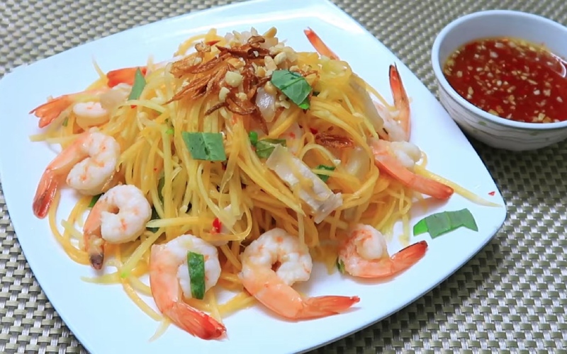 How to make delicious and super simple papaya salad with shrimp and meat