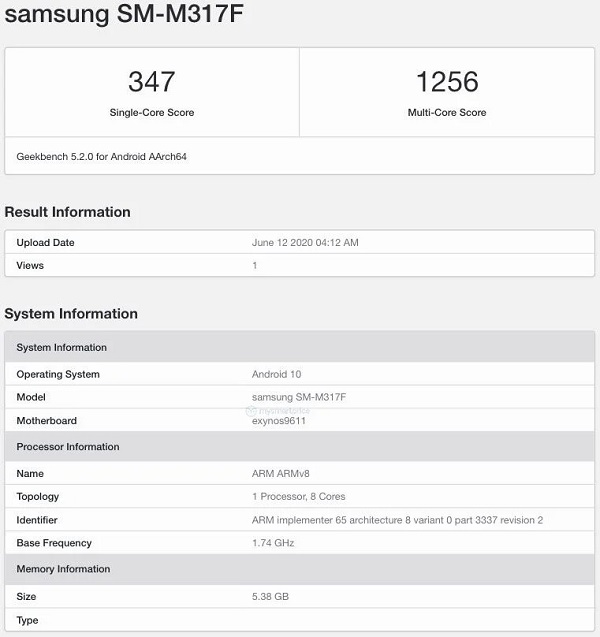Samsung Galaxy M31s chạy Android 10, chip Exynos 9611 xuất hiện trên Geekbench, anh em vào xem điểm sức mạnh là bao nhiêu nhé Samsung Galaxy M31s chạy Android 10, chip Exynos 9611 xuất hiện trên Geekbench, anh em vào xem điểm sức mạnh là bao nhiêu nhé