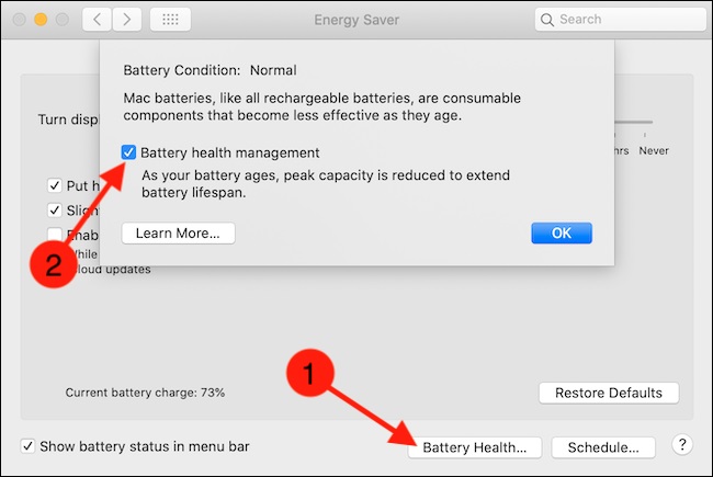 Hướng dẫn cách tắt quản lý sức khỏe pin trên Macbook nhanh chóng, đơn giản nhất > bỏ chọn tùy chọn Battery Health Management