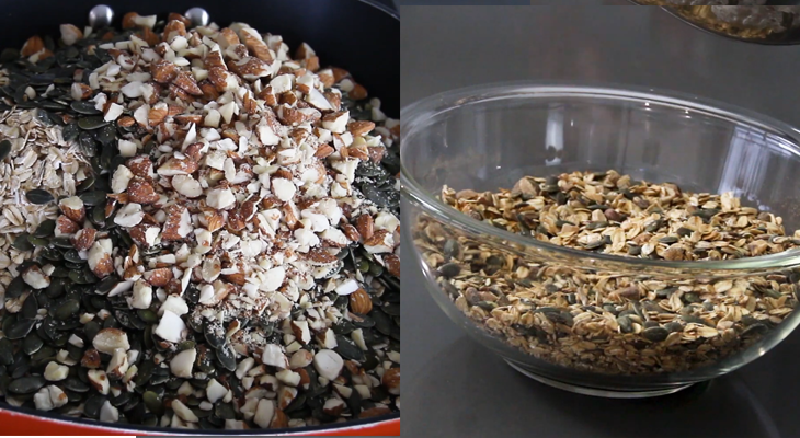Bước 2 Rang các loại hạt Cách làm Granola bar - thanh ngũ cốc