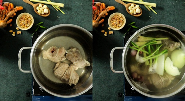 Bước 2 Nấu nước dùng Mì Quảng ếch