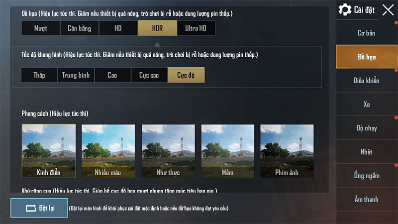 Cấu hình PUBGM