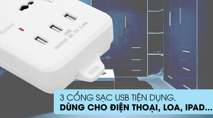 Tích hợp 3 cổng USB tiện lợi