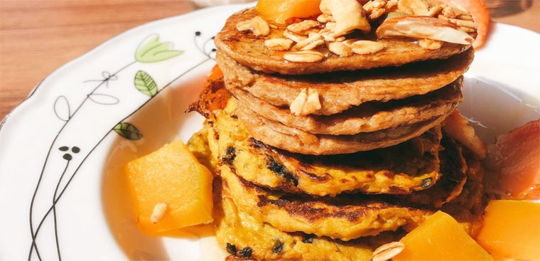 Bước 4 Thành phẩm Bánh pancake bí đỏ yến mạch