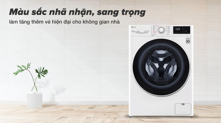 Vì sao nên chọn mua máy giặt lồng ngang LG cho gia đình? > Máy giặt LG Inverter 10 kg FV1410S5W có thiết kế sang trọng cùng với khối lượng 10 kg, phù hợp cho gia đình 5 - 7 người.