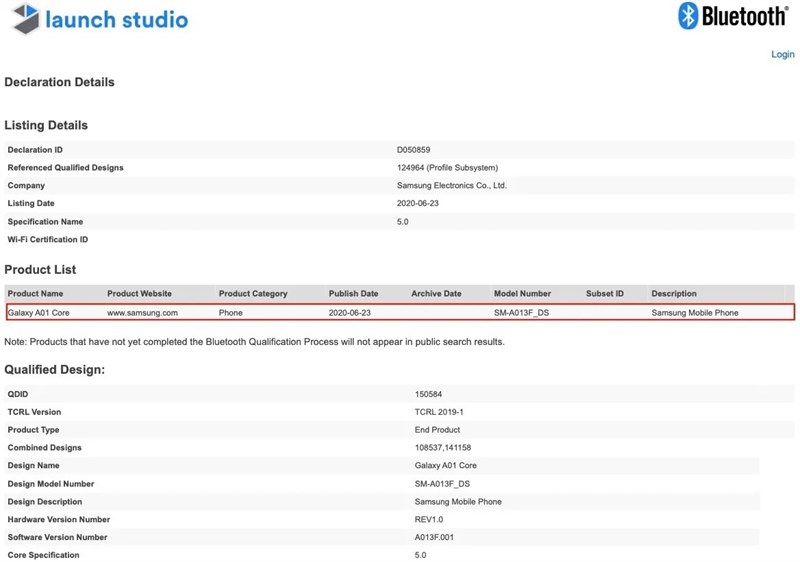 Smartphone giá rẻ Samsung Galaxy A01 Core đạt chứng nhận quan trọng trước khi tiến ra thị trường