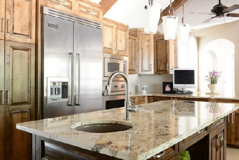Tủ bếp gỗ kết hợp mặt đá Granite Tủ bếp gỗ kết hợp mặt đá Granite