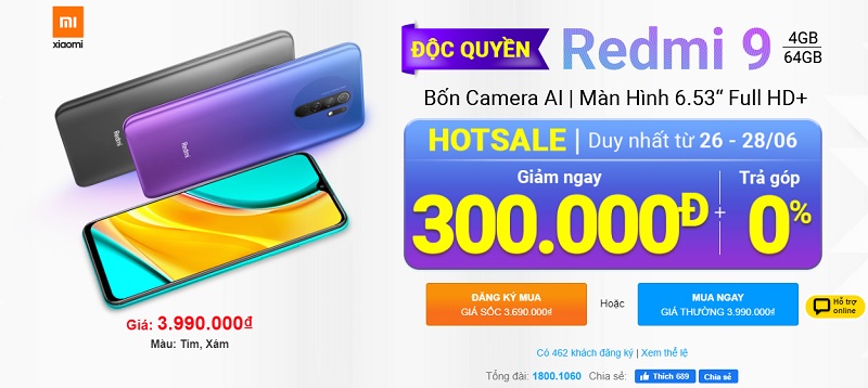 Redmi 9 khuyến mãi