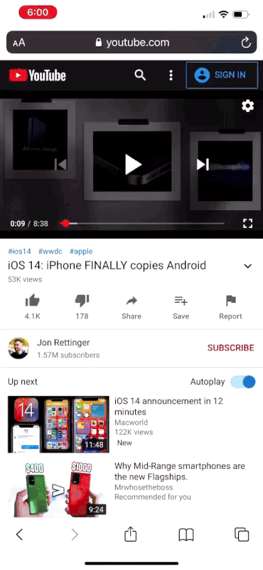 Ảnh trong ảnh iOS 14