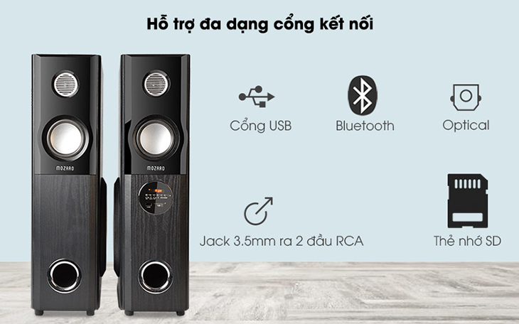 Loa Mozard hỗ trợ đa dạng cổng kết nối