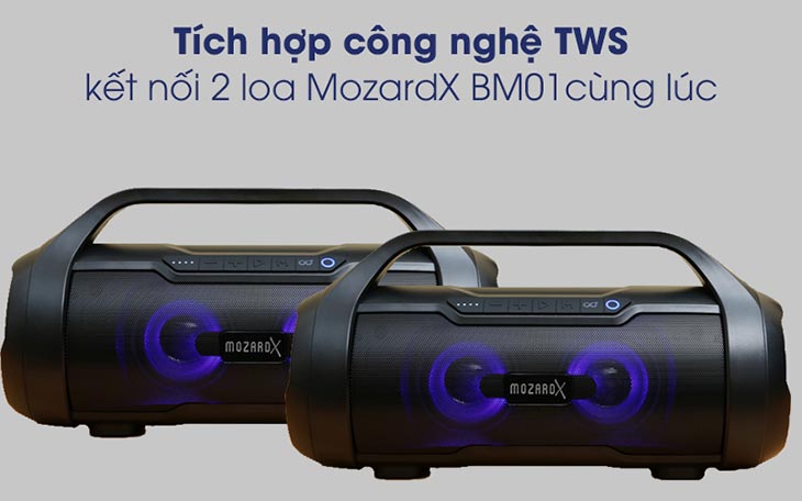 Loa MozardX tích hợp công nghệ TWS giúp kết nối hai loa với nhau
