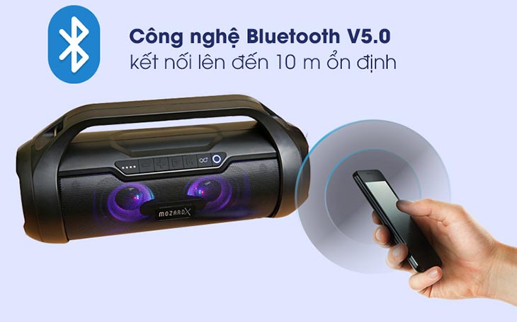 Loa MozardX trang bị công nghệ Bluetooth 5.0 giúp kết nối ổn định