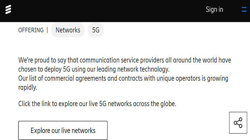Lời cảm ơn từ Ericsson