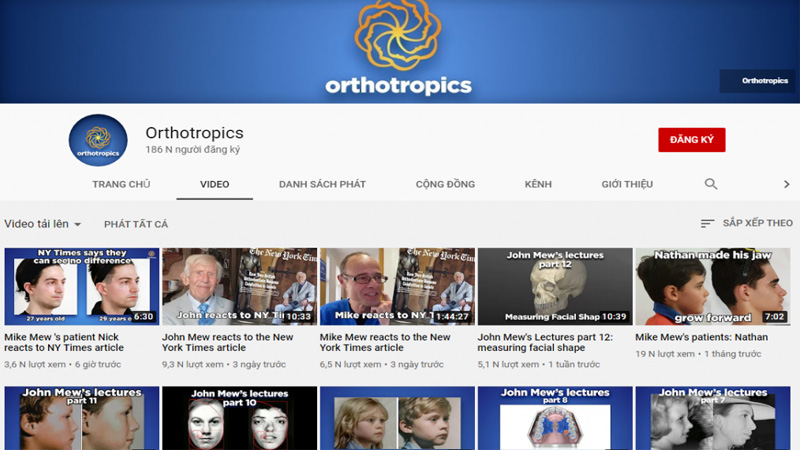 Orthotropics - kênh Youtube cung cấp kiến thức về Mewing