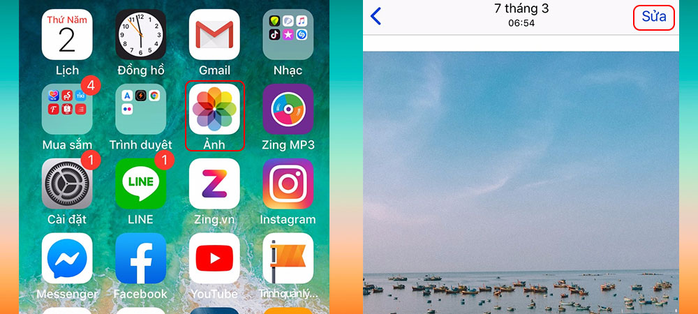 Mở ảnh cần ghi chú trong ứng dụng Ảnh và chọn Sửa