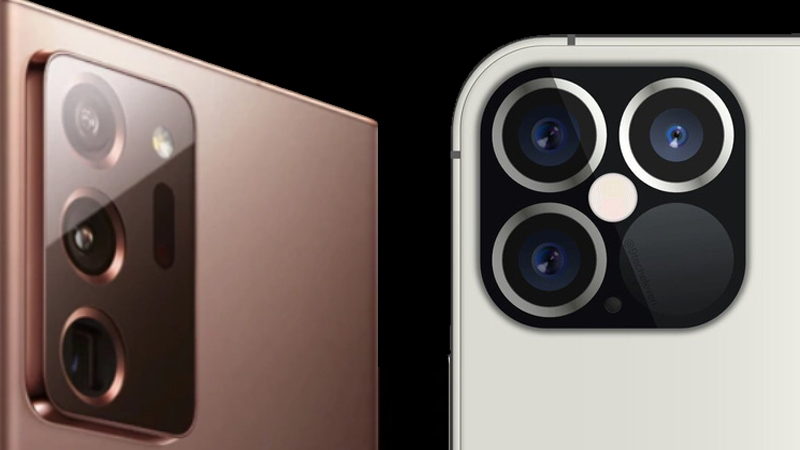 Máy ảnh iPhone 12 và Samsung Note 20
