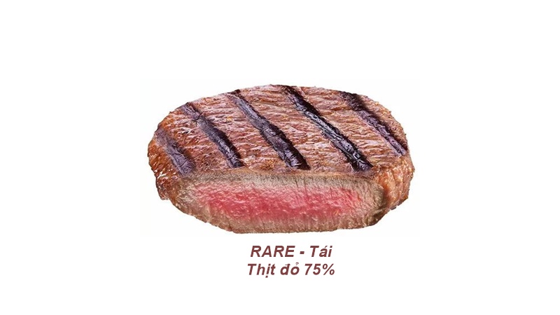 Rare (Tái – 75% thịt đỏ)