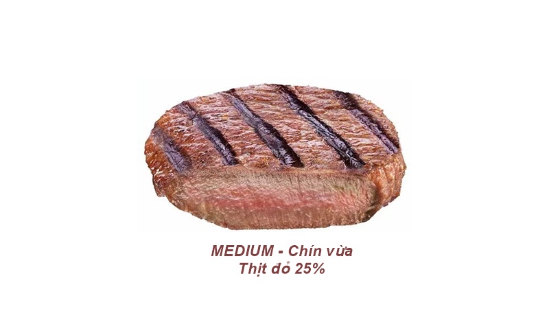 Medium (Chín vừa – 25% thịt đỏ)