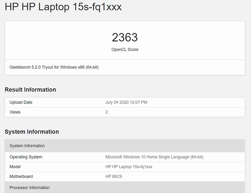 Đo hiệu năng HP 15s fq1111TU
