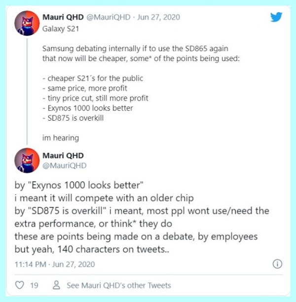 Mauri QHD nhận định Galaxy S21 (S30) sẽ dùng chịp Snapdragon 865 để giảm giá khởi điểm một chút Mauri QHD nhận định Galaxy S21 (S30) sẽ dùng chịp Snapdragon 865 để giảm giá khởi điểm một chút