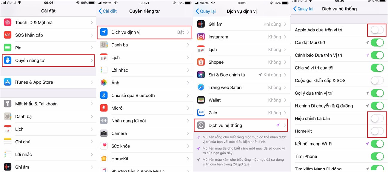 6 tính năng bí mật của iOS bạn nên bật/tắt ngay lập tức > Một số dịch vụ được mở quyền sẵn trên hệ thống