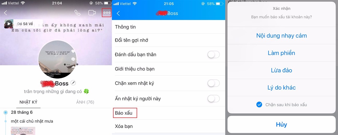 Báo xấu tài khoản